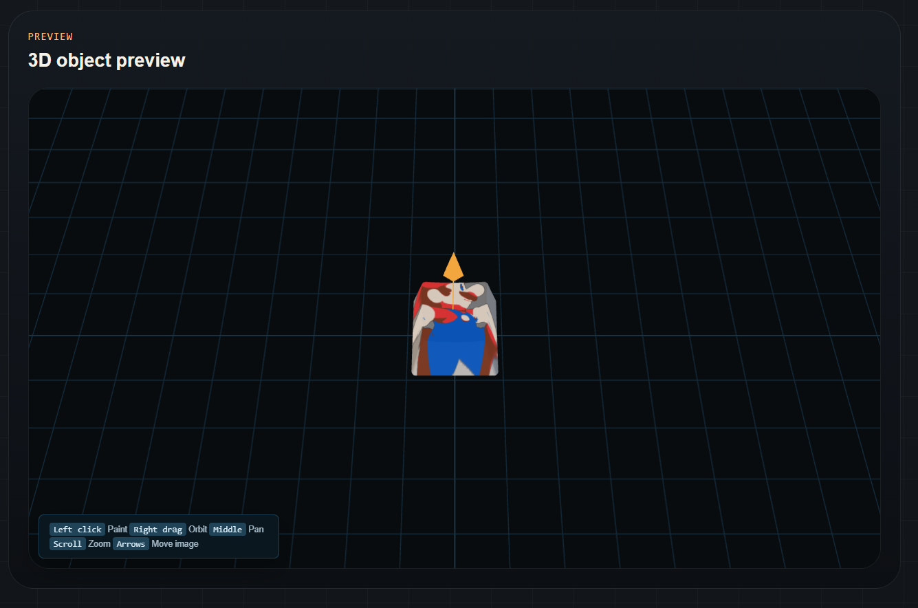 MakerTools3D preview with color artwork placed on the selected model face