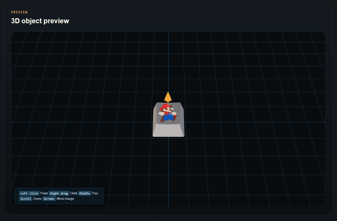 Browser preview of color artwork applied to an existing 3D model